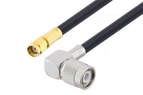 Reverse Polarity SMA Plug to TNC Male Right Angle Low Loss Cable Using LMR-240-UF Coax