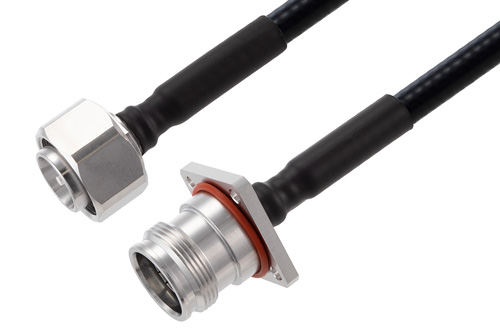4.3-10 Male to 4.3-10 Female 4 Hole Flange Low PIM Cable Using 1/4 inch Superflexible Coax