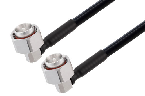 4.3-10 Male Right Angle to 4.3-10 Male Right Angle Low PIM Cable Using 1/4 inch Superflexible Coax