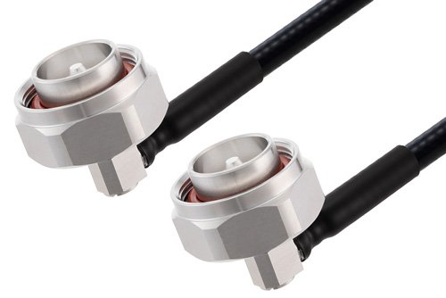 7/16 DIN Male Right Angle to 7/16 DIN Male Right Angle Low PIM Cable Using 1/4 inch Superflexible Coax