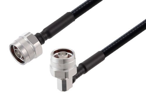 N Male to N Male Right Angle Low PIM Cable Using 1/4 inch Superflexible Coax