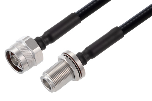 N Male to N Female Bulkhead Low PIM Cable Using 1/4 inch Superflexible Coax