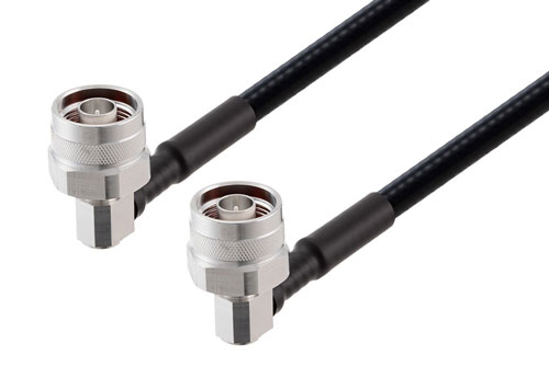 N Male Right Angle to N Male Right Angle Low PIM Cable Using 1/4 inch