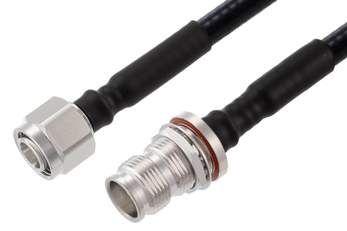 2.2-5 Male to 2.2-5 Female Bulkhead Low PIM Cable Using 1/4 inch Superflexible Coax