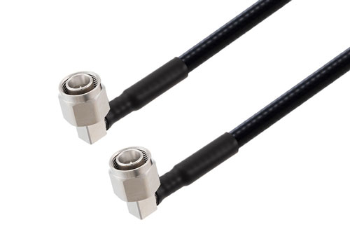 2.2-5 Male Right Angle to 2.2-5 Male Right Angle Low PIM Cable Using 1/4 inch Superflexible Coax