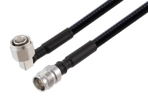 2.2-5 Male Right Angle to 2.2-5 Female Low PIM Cable Using 1/4 inch Superflexible Coax