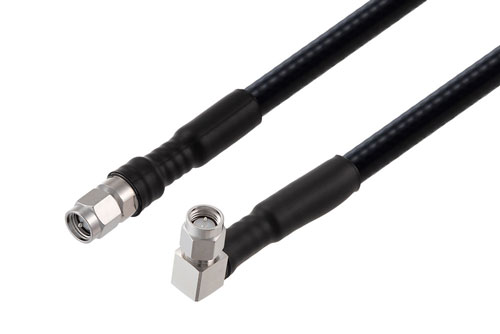 SMA Male to SMA Male Right Angle Low PIM Cable Using 1/4 inch Superflexible Coax