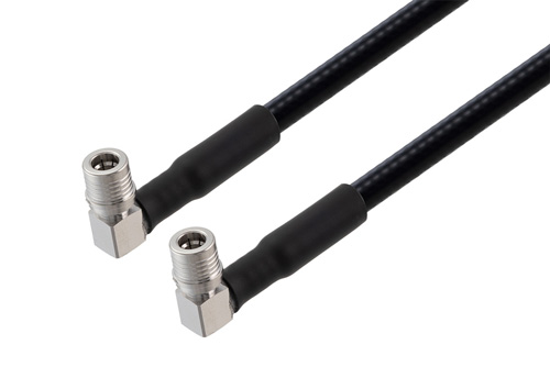 Snap-On QMA Male Right Angle to Snap-On QMA Male Right Angle Low PIM Cable Using 1/4 inch Superflexible Coax