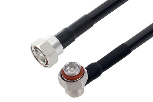 7/16 DIN Male to 7/16 DIN Male Right Angle Low Loss Cable Using LMR-600 Coax