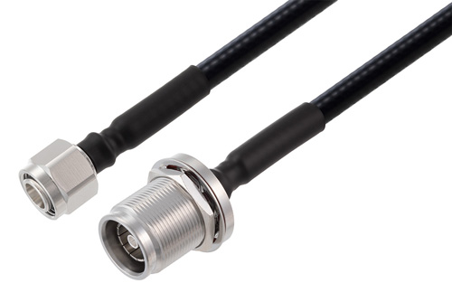 2.2-5 Male to 4.3-10 Female Bulkhead Low PIM Cable Using 1/4 inch Superflexible Coax