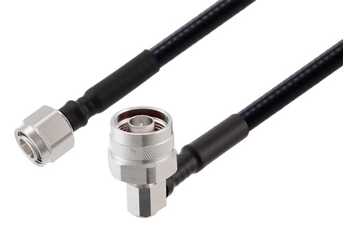 2.2-5 Male to N Male Right Angle Low PIM Cable Using 1/4 inch Superflexible Coax