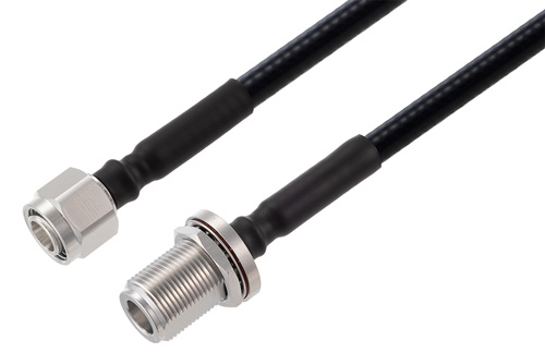 2.2-5 Male to N Female Bulkhead Low PIM Cable Using 1/4 inch Superflexible Coax