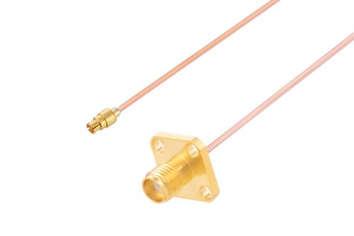 Mini SMP Female to SMA Female 4 Hole Flange Cable Using PE-047SR Coax