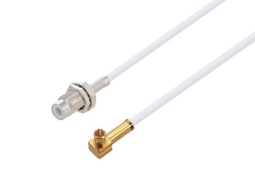 75 Ohm Push-On MCX Plug Right Angle to 75 Ohm SMC Jack Bulkhead Cable Using 75 Ohm RG187 Coax