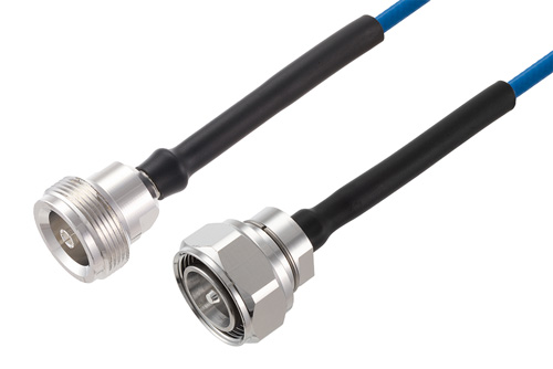 4.1/9.5 Mini DIN Female to 4.3-10 Male Low PIM Cable Using TFT-402 Coax Using Times Microwave Components