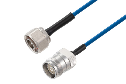 4.1/9.5 Mini DIN Male to 4.3-10 Female Low PIM Cable Using TFT-402 Coax Using Times Microwave Components