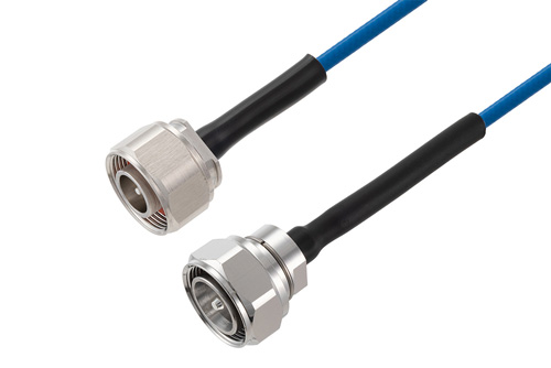 4.1/9.5 Mini DIN Male to 4.3-10 Male Low PIM Cable Using TFT-402 Coax Using Times Microwave Components