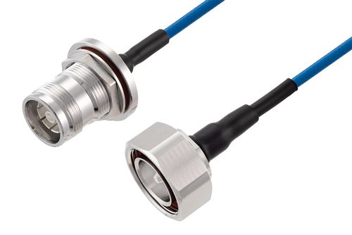 4.3-10 Female Bulkhead to 7/16 DIN Male Low PIM Cable Using TFT-402 Coax Using Times Microwave Components