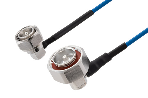 4.3-10 Male Right Angle to 7/16 DIN Male Right Angle Low PIM Cable Using TFT-402 Coax Using Times Microwave Components