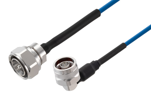 4.3-10 Male to N Male Right Angle Low PIM Cable Using TFT-402 Coax Using Times Microwave Components