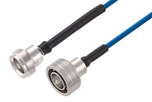 4.1/9.5 Mini DIN Female to Snap-On 4.3-10 Male Low PIM Cable Using TFT-402-LF Coax Using Times Microwave Components