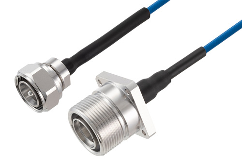 4.3-10 Male to 7/16 DIN Female 4 Hole Flange Low PIM Cable Using TFT-5G-402 Coax Using Times Microwave Components