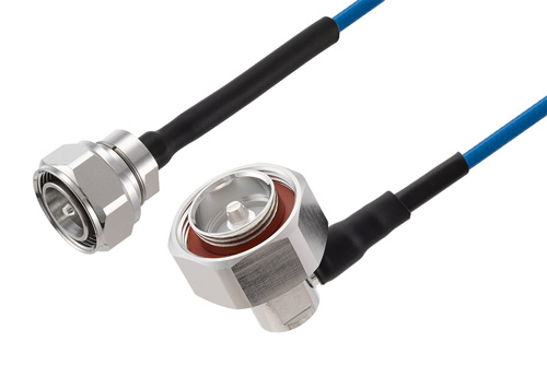 4.3-10 Male to 7/16 DIN Male Right Angle Low PIM Cable Using TFT-5G-402 Coax Using Times Microwave Components