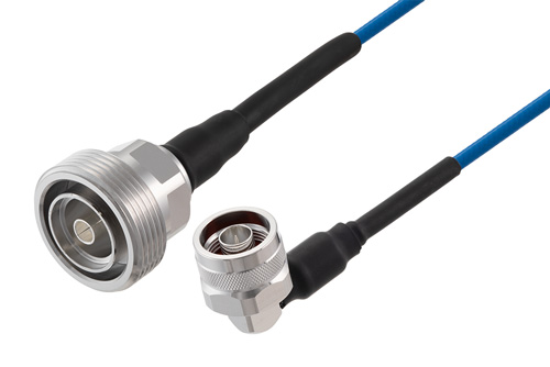 7/16 DIN Female to N Male Right Angle Low PIM Cable Using TFT-5G-402 Coax Using Times Microwave Components