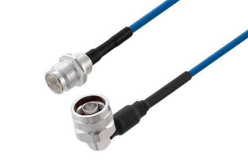 2.2-5 Female to N Male Right Angle Low PIM Cable Using TFT-402 Coax Using Times Microwave Components