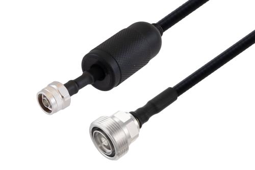 Waterproof IP68 7/16 DIN Female (Jack) to N Male (Plug) Low Loss Cable Using SPO-250 Coax with Times Microwave Components