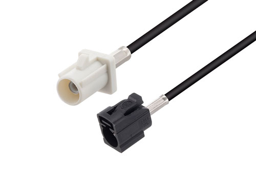White FAKRA Plug to FAKRA Jack Low Loss Cable Using LMR-100 Coax