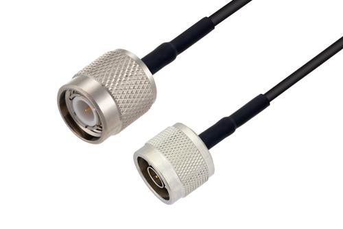 TNC Male to N Male Low Loss Cable Using LMR-100A-UF Coax with HeatShrink