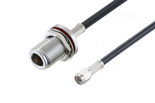 N Female Bulkhead to SMA Male Low Loss Cable Using LMR-195-UF Coax