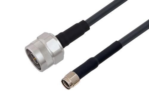 N Male to Reverse Polarity SMA Male Low Loss Cable Using LMR-195-UF Coax with HeatShrink