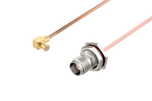 MCX Plug Right Angle to TNC Female Bulkhead Cable Using RG405 Coax