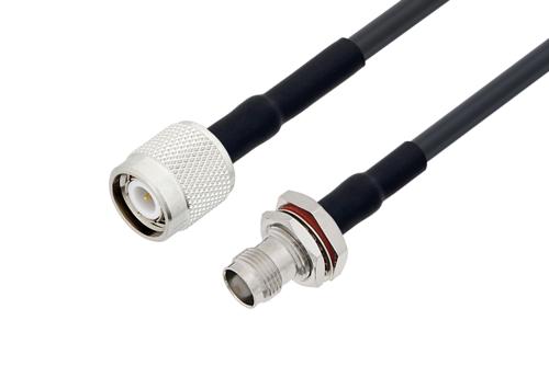 TNC Male to TNC Female Bulkhead Cable Using LMR-195-UF Coax with HeatShrink