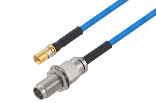 Mini SMP Male to 1.85mm Female Bulkhead VITA 67 Cable Using PE-P086HF Coax with HeatShrink