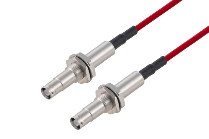 10KV Female Bulkhead to 10KV Female Bulkhead Cable 24 Inch Length Using RG303HV Coax