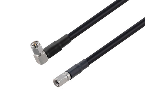 SMA Male Right Angle to Reverse Polarity SMA Plug Low Loss Cable Using TCOM-240 Coax with Times Microwave Components