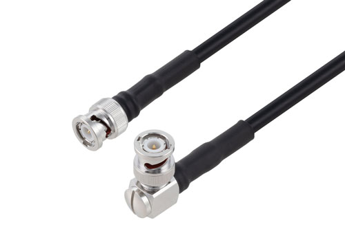BNC Male to BNC Male Right Angle Low Loss Cable Using TCOM-240 Coax with Times Microwave Components