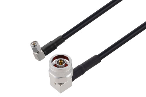 N Male Right Angle to SMA Male Right Angle Low Loss Cable Using TCOM-240 Coax with Times Microwave Components