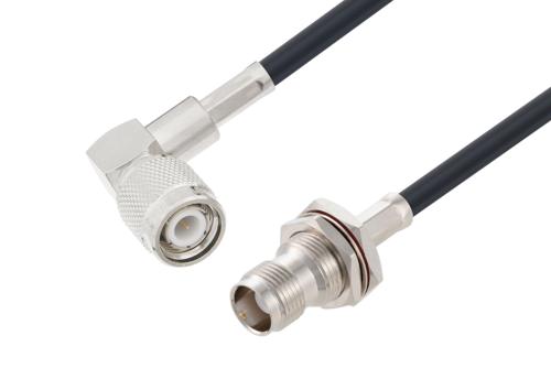 TNC Male Right Angle to TNC Female Bulkhead Low Loss Cable Using LMR-195-UF Coax