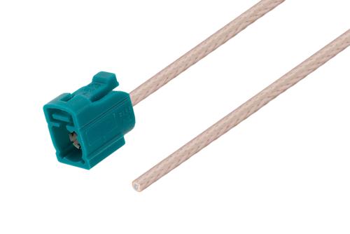Water Blue FAKRA Jack to Straight Cut Lead Cable Using RG316-DS Coax