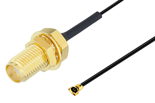 SMA Female Bulkhead to HMCX32 1.2 Plug Cable 12 Inch Length Using 0.81mm Coax, RoHS