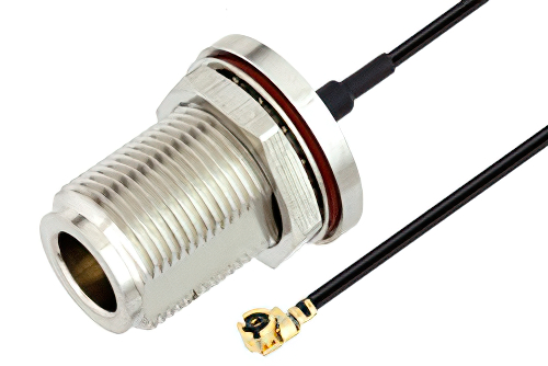 N Female Bulkhead to UMCX 2.5 Plug Cable Using 1.13mm Coax, RoHS