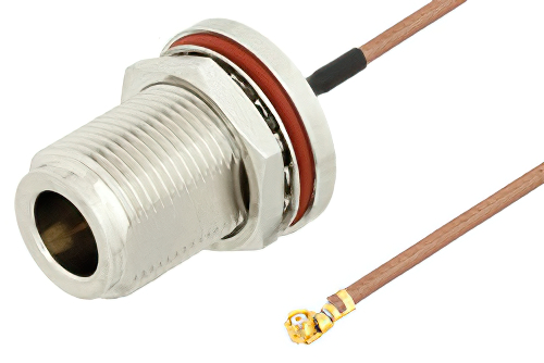 N Female Bulkhead to UMCX 2.5 Plug Cable Using RG178 Coax, LF Solder