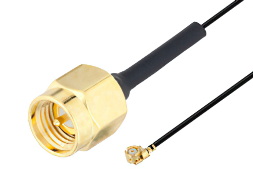 SMA Male to UMCX 2.5 Plug Cable 12 Inch Length Using 0.81mm Coax, RoHS