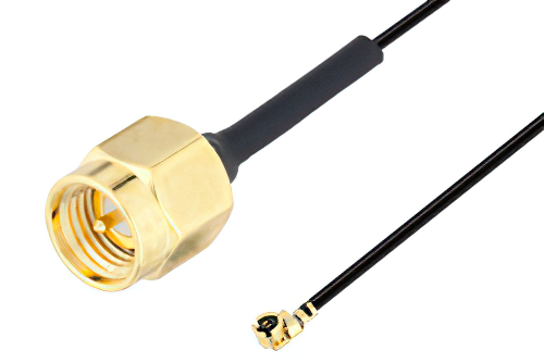 SMA Male to UMCX 2.5 Plug Cable 12 Inch Length Using 1.13mm Coax, RoHS