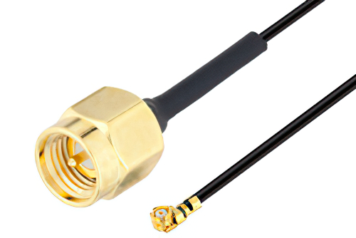 SMA Male to UMCX 2.5 Plug Cable 12 Inch Length Using 1.37mm Coax, RoHS