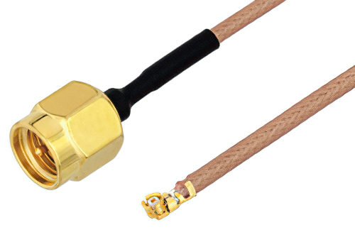 SMA Male to UMCX 2.5 Plug Cable 6 Inch Length Using RG178-DS Coax, RoHS